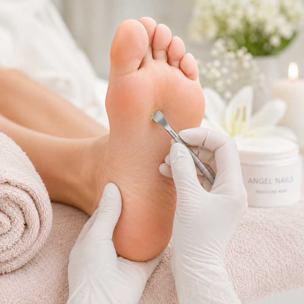 Opracowanie modzeli podczas Pedicure Mini w Angel Nails Reda